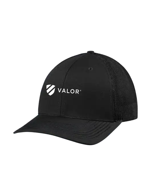 Richardson Adjustable Snapback Original 112 Trucker Cap Black w/Black Mesh w/Valor Logo