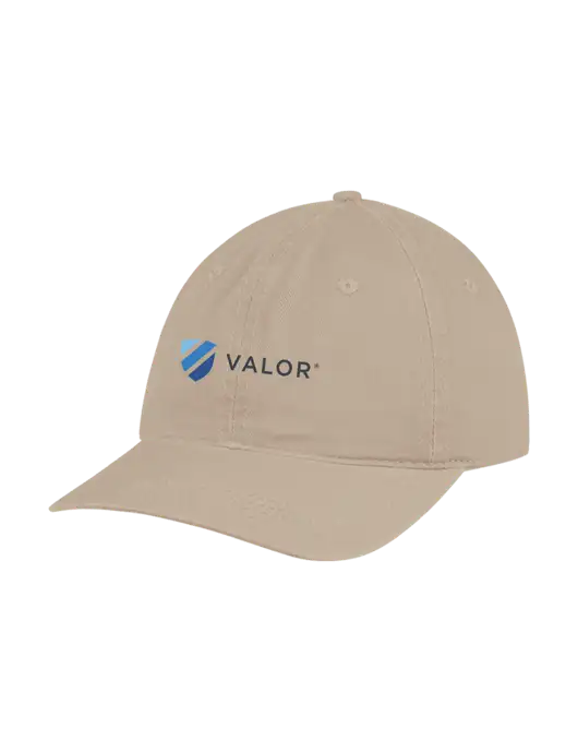 Garment Washed Unstructured Twill Tan Cap w/Valor Logo