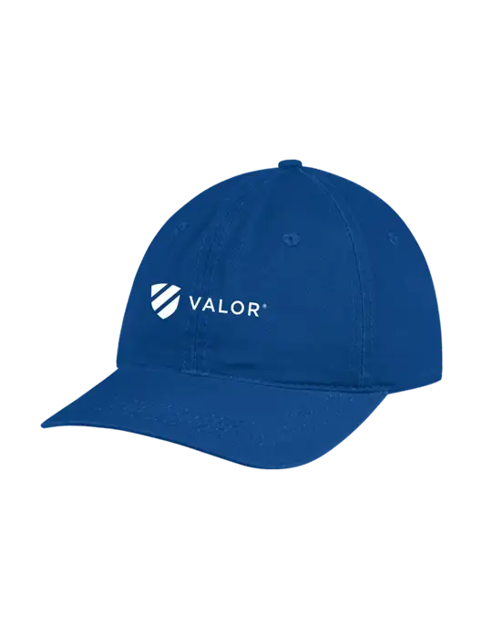 Garment Washed Unstructured Twill Royal Cap w/Valor Logo