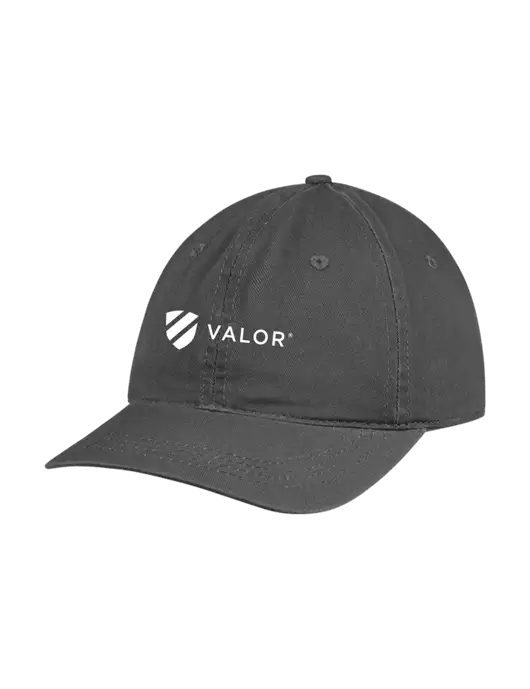 Garment Washed Unstructured Twill Charcoal Cap w/Valor Logo