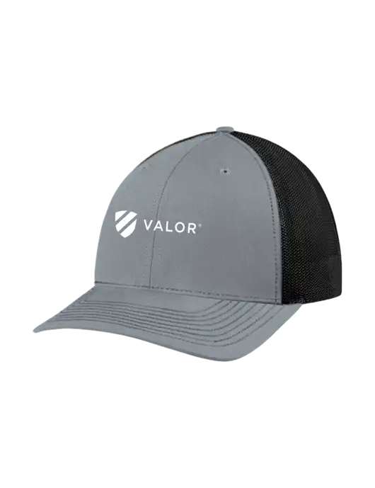 Richardson Adjustable Snapback Original 112 Trucker Cap Heather Grey w/Black Mesh w/Valor Logo