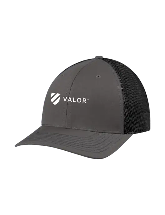 Richardson Adjustable Snapback Original 112 Trucker Cap Dark Grey w/Black Mesh w/Valor Logo