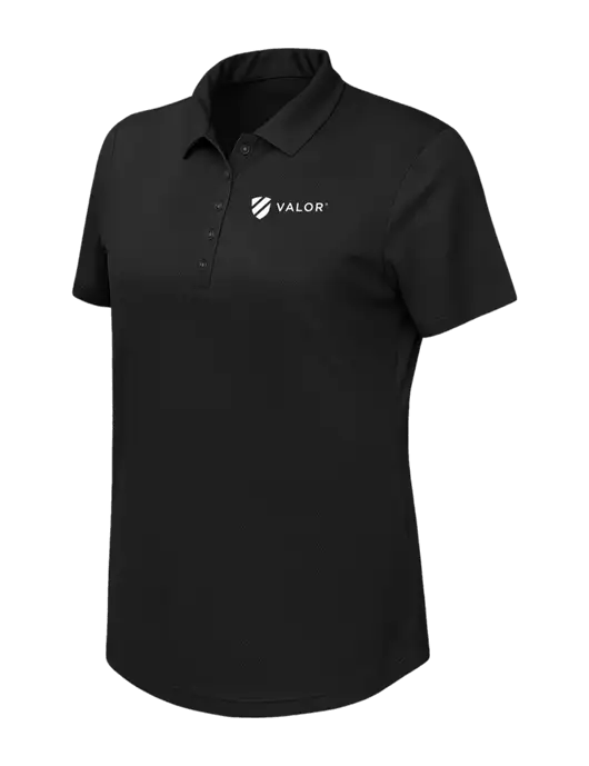 Callaway Womens Birdseye Black Polo w/Valor Logo