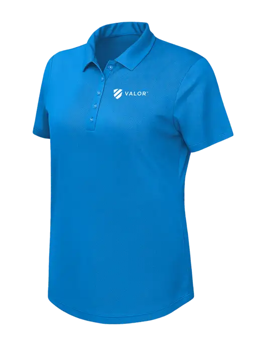Callaway Womens Birdseye Dark Carolina Blue Polo w/Valor Logo