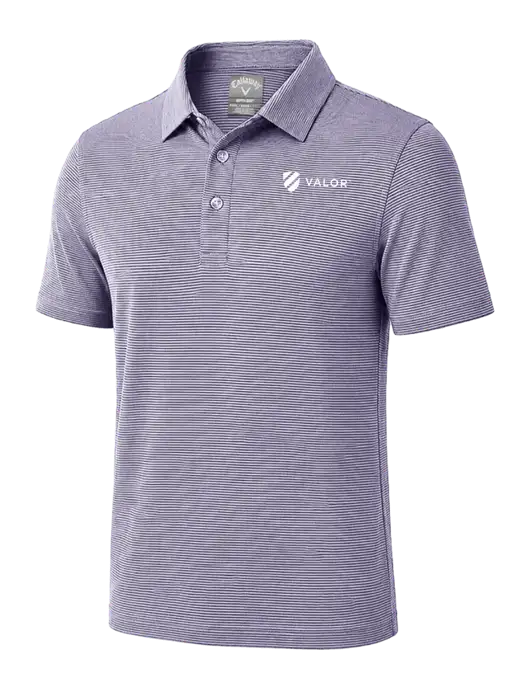 Callaway Navy Fine Line Stripe Polo w/Valor Logo