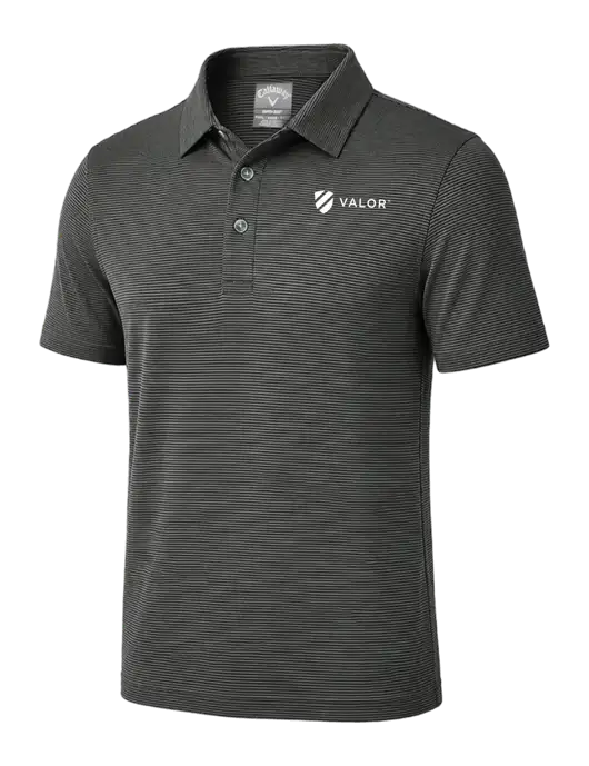 Callaway Black Fine Line Stripe Polo w/Valor Logo