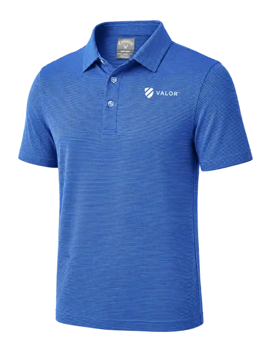 Callaway Royal Blue Fine Line Stripe Polo w/Valor Logo