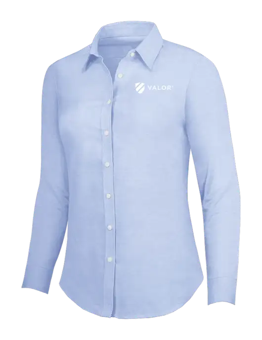 Light Blue Womens SuperPro Oxford Shirt w/Valor Logo