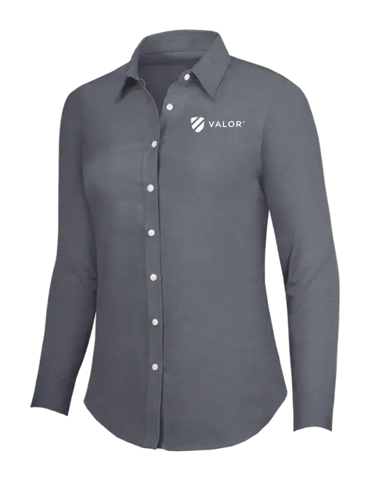 Dark Grey Womens SuperPro Oxford Shirt w/Valor Logo