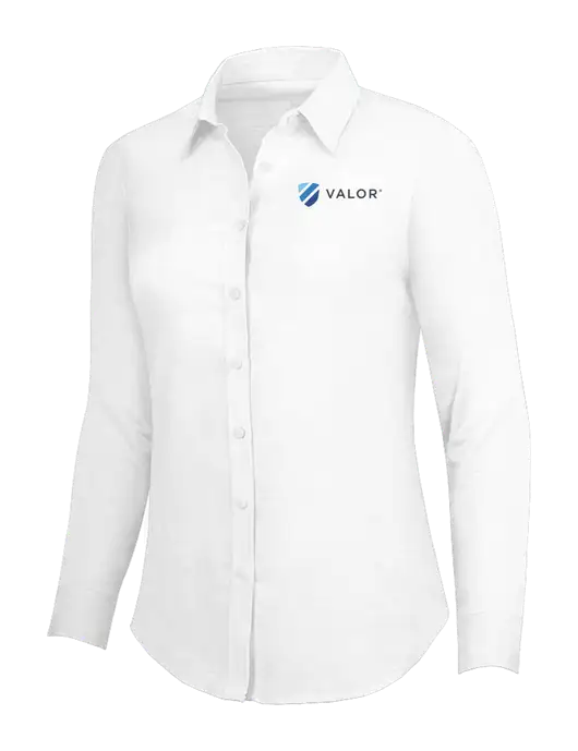 White Womens SuperPro Oxford Shirt w/Valor Logo