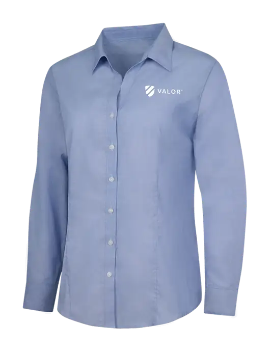 Light Slate Blue Womens Crosshatch Easy Care Shirt w/Valor Logo