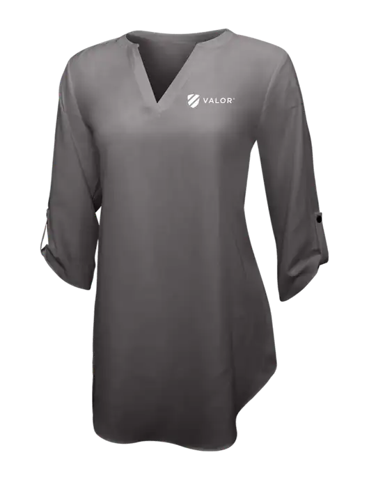 Dark Grey Womens 3/4 Sleeve Tunic Blouse w/Valor Logo