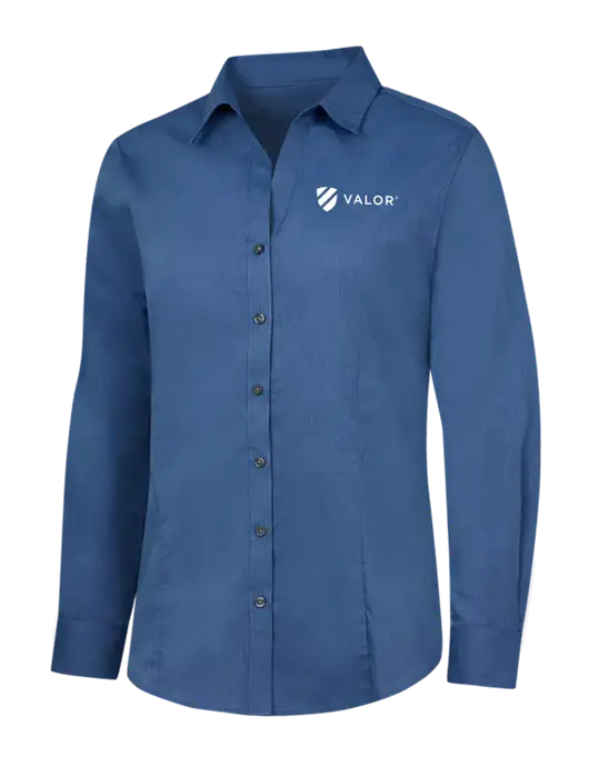 Light Navy Womens Crosshatch Easy Care Shirt w/Valor Logo