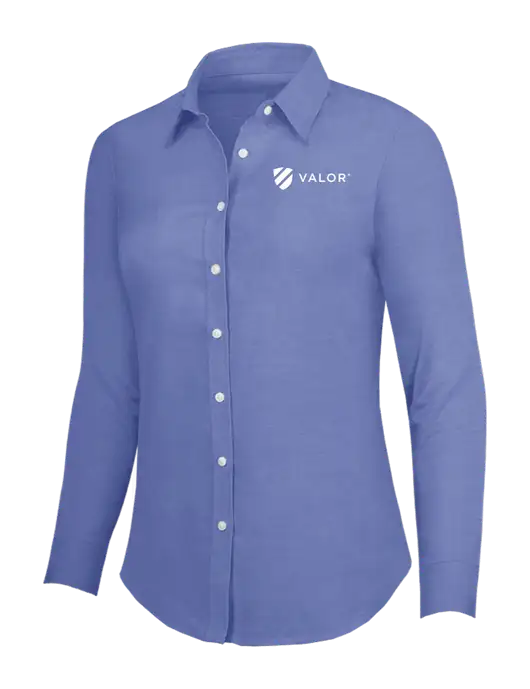 Navy Womens SuperPro Oxford Shirt w/Valor Logo