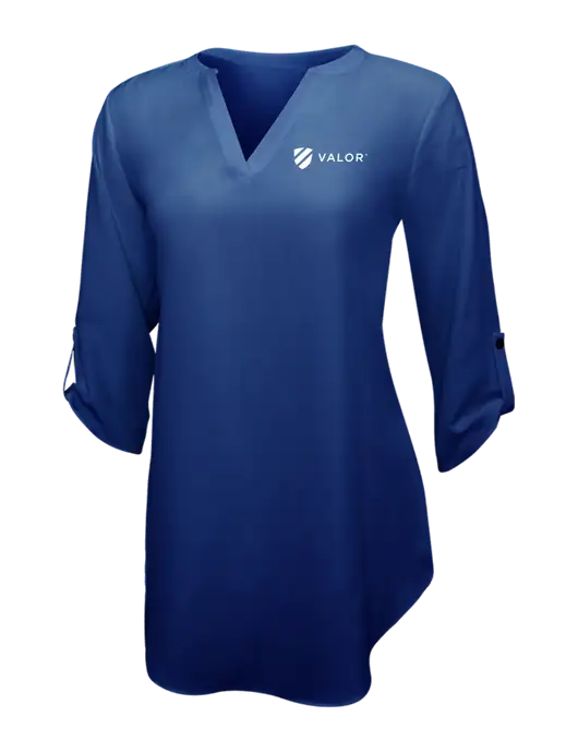 Dark Royal Womens 3/4 Sleeve Tunic Blouse w/Valor Logo