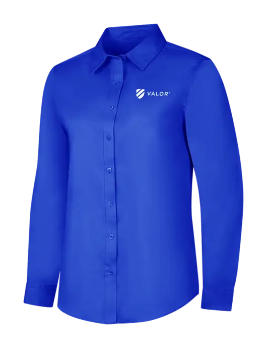 Womens Long Sleeve Dark Royal Superpro React Twill Shirt w/Valor Logo