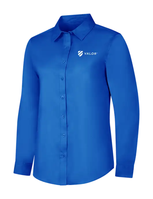 Womens Long Sleeve Royal Blue Superpro React Twill Shirt w/Valor Logo