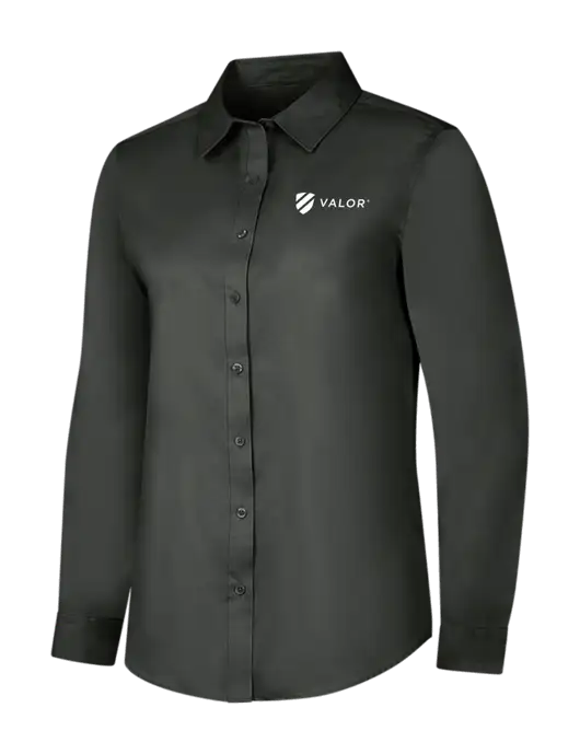 Dark Grey Womens Long Sleeve Superpro React Twill Shirt w/Valor Logo