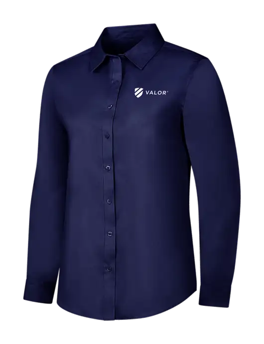 Navy Womens Long Sleeve Superpro React Twill Shirt w/Valor Logo
