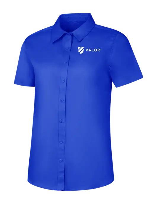Womens Short Sleeve Dark Royal Superpro React Twill Shirt w/Valor Logo