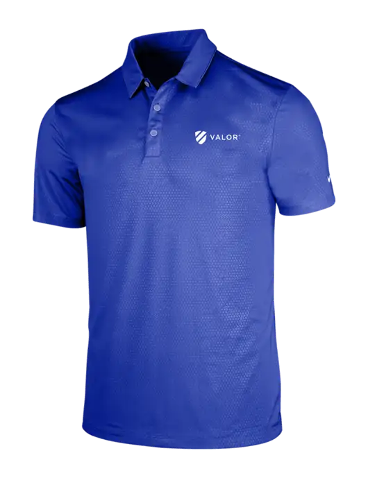 NIKE Dark Royal Dri-Fit Embossed Tri-Blade Polo w/Valor Logo