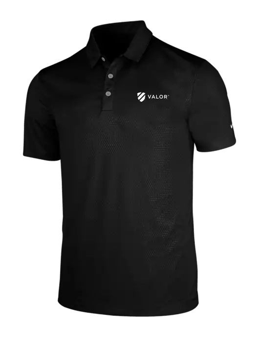 NIKE Black Dri-Fit Embossed Tri-Blade Polo w/Valor Logo