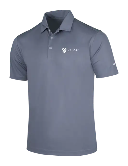 NIKE Medium Grey Dri-Fit Vertical Mesh Polo w/Valor Logo