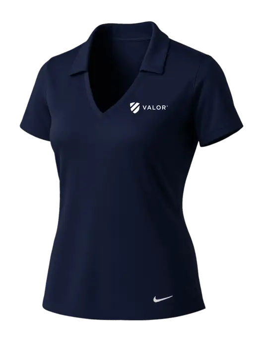 NIKE Dark Navy Womens Dri-Fit Vertical Mesh Polo w/Valor Logo