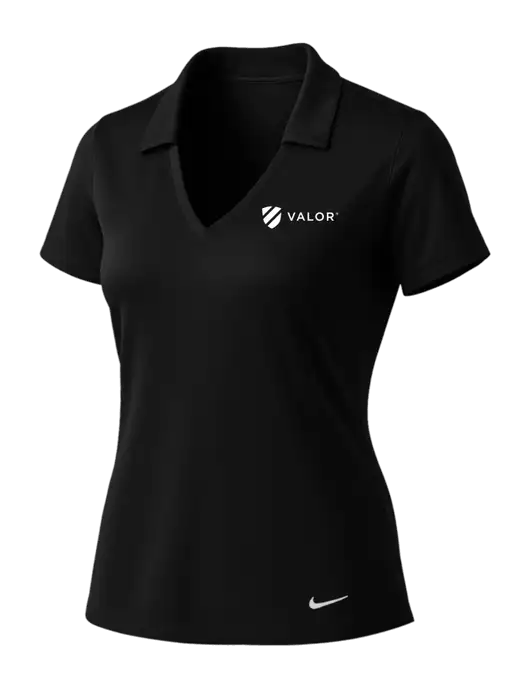 NIKE Black Womens Dri-Fit Vertical Mesh Polo w/Valor Logo