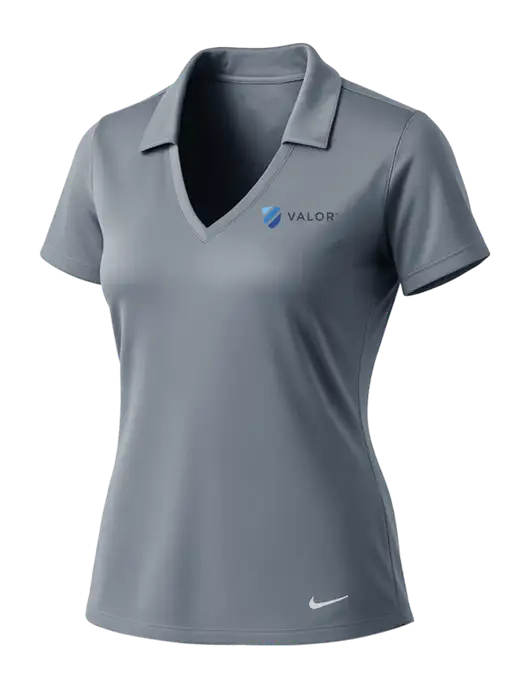 NIKE Medium Grey Womens Dri-Fit Vertical Mesh Polo w/Valor Logo