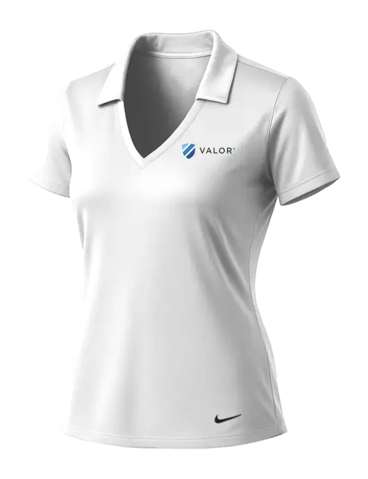 NIKE White Womens Dri-Fit Vertical Mesh Polo w/Valor Logo