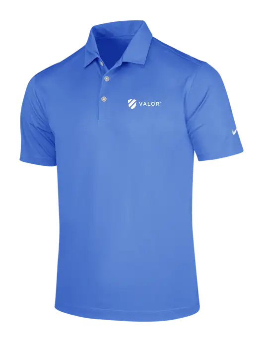 NIKE Light Royal Blue Dri-Fit Vertical Mesh Polo w/Valor Logo