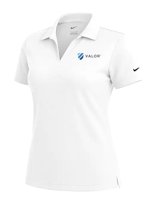 NIKE White Womens Dri-Fit Micro Pique Polo w/Valor Logo