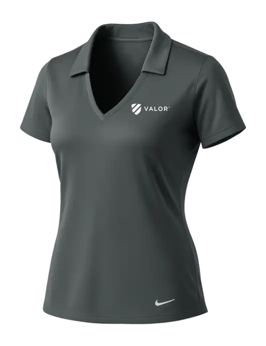 NIKE Dark Grey Womens Dri-Fit Vertical Mesh Polo w/Valor Logo