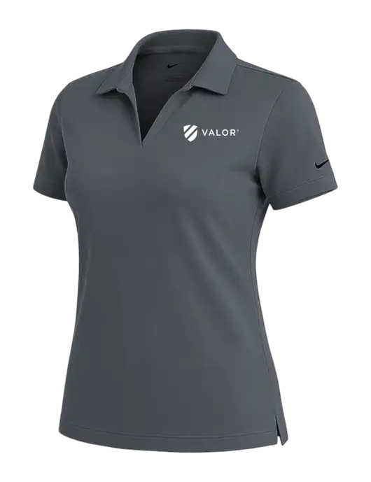 NIKE Dark Grey Womens Dri-Fit Micro Pique Polo w/Valor Logo
