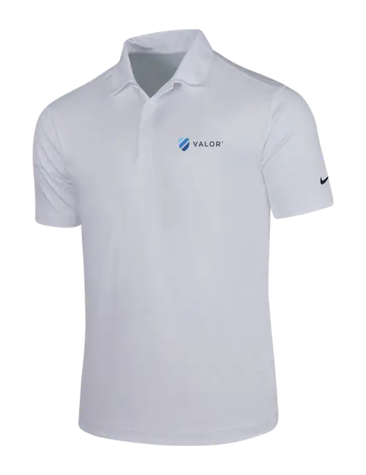 NIKE White Dri-Fit Vertical Mesh Polo w/Valor Logo