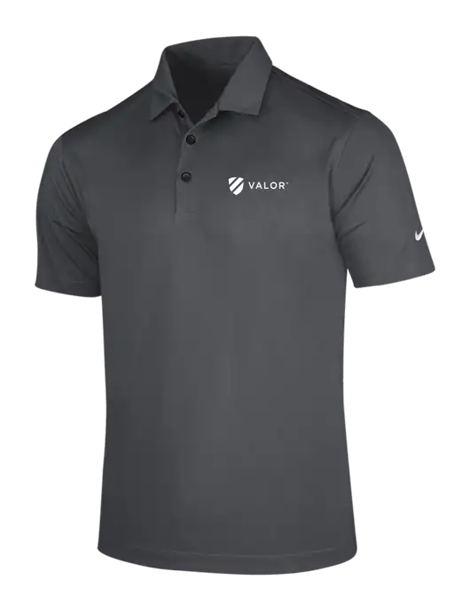 NIKE Dark Grey Dri-Fit Vertical Mesh Polo w/Valor Logo