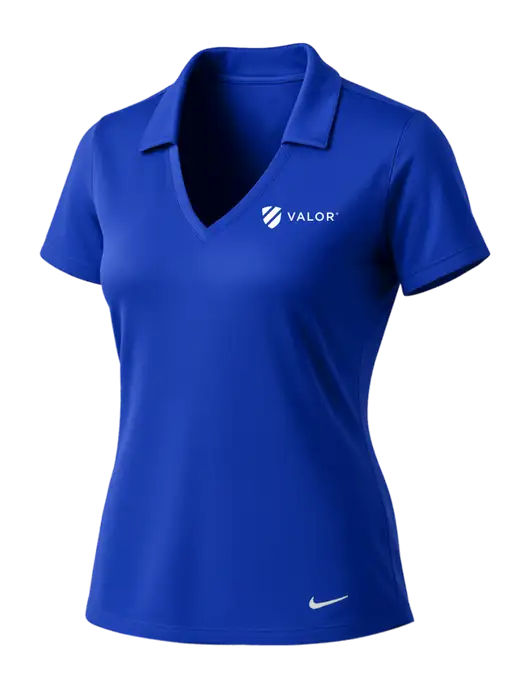 NIKE Dark Royal Womens Dri-Fit Vertical Mesh Polo w/Valor Logo