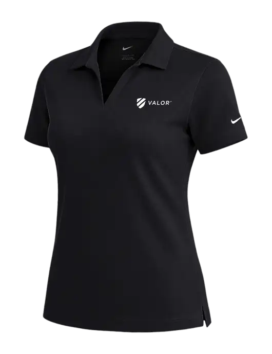 NIKE Black Womens Dri-Fit Micro Pique Polo w/Valor Logo