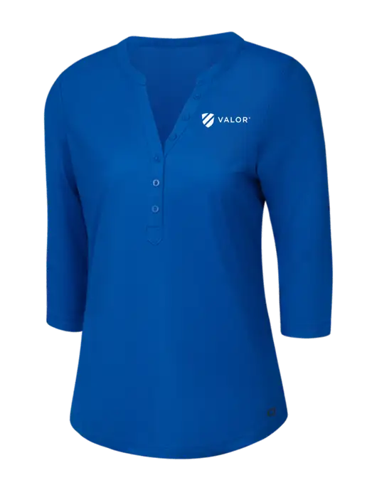OGIO Royal Blue Jewel Henley w/Valor Logo