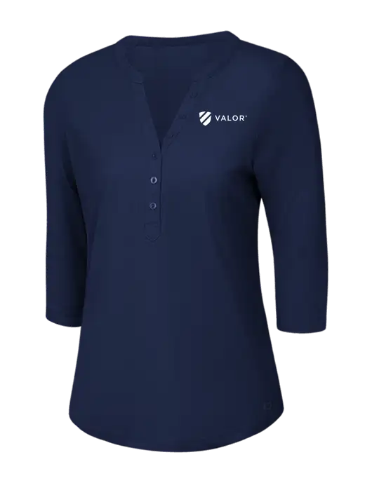 OGIO Navy Jewel Henley w/Valor Logo