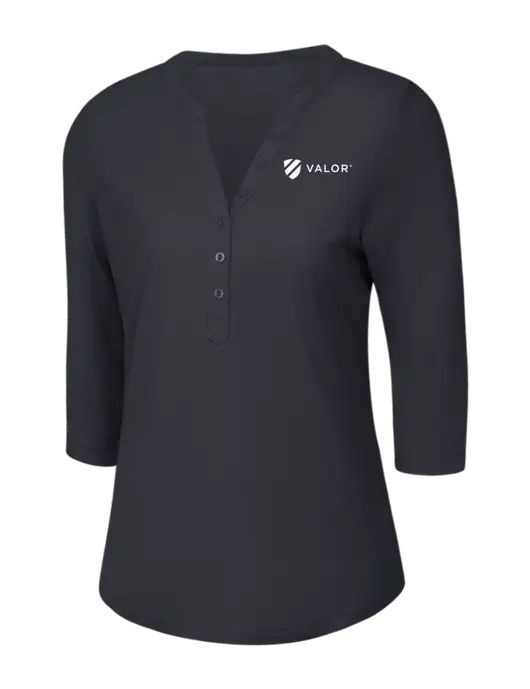 OGIO Charcoal Grey Jewel Henley w/Valor Logo