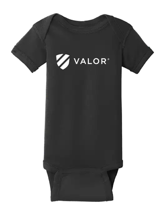 Rabbit Skins Black Infant Short Sleeve Baby Rib Bodysuit w/Valor Logo