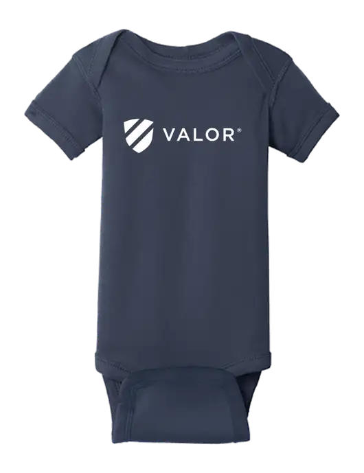 Rabbit Skins Navy Infant Short Sleeve Baby Rib Bodysuit w/Valor Logo