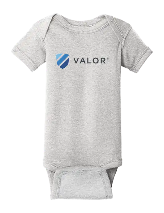 Rabbit Skins Light Grey Heather Infant Short Sleeve Baby Rib Bodysuit w/Valor Logo