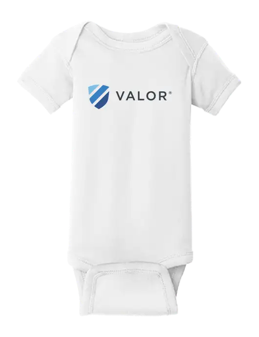 Rabbit Skins White Infant Short Sleeve Baby Rib Bodysuit w/Valor Logo
