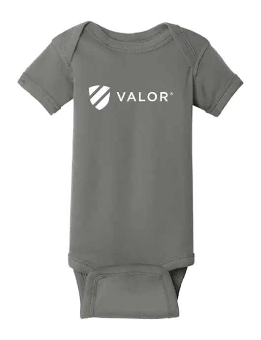 Rabbit Skins Charcoal Infant Short Sleeve Baby Rib Bodysuit w/Valor Logo