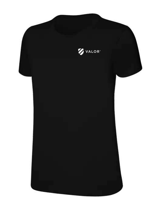 Womens Ring Spun Jet Black 4.5 oz T-Shirt w/Valor Logo