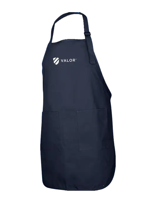 Full-Length Navy Apron With Pockets w/Valor Logo