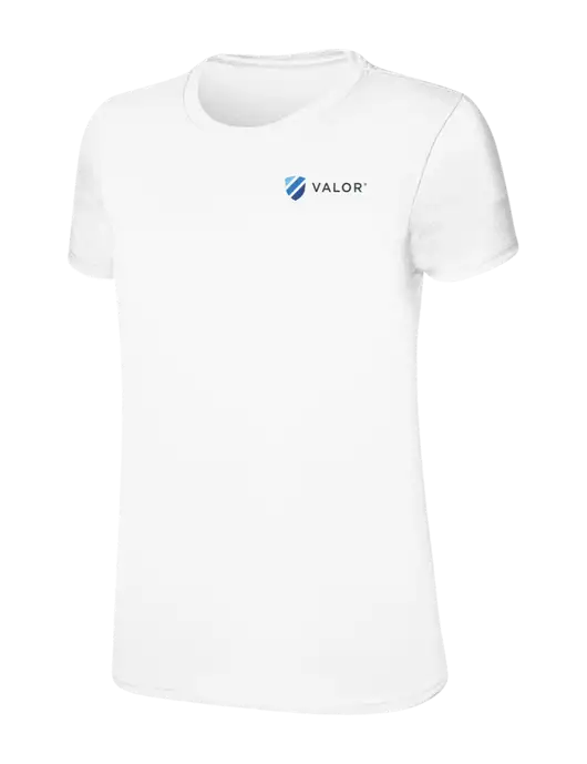 Womens Ring Spun White 4.5 oz T-Shirt w/Valor Logo